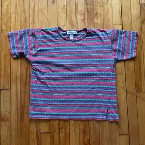 VTG Robert Scott Ltd Retro Colorful Striped Boxy T-Shirt 100% Cotton Men’s L
